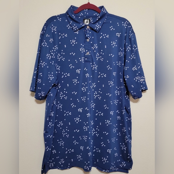 FootJoy Lisle Flock Of Birds Print Self Collar Golf Polo Shirt XL with Club Logo - Picture 1 of 8